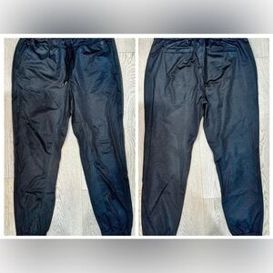 Lorna Jane Jogger Black Drawstring Elastic Waist Cuffs sz L Mesh Active Wide Leg